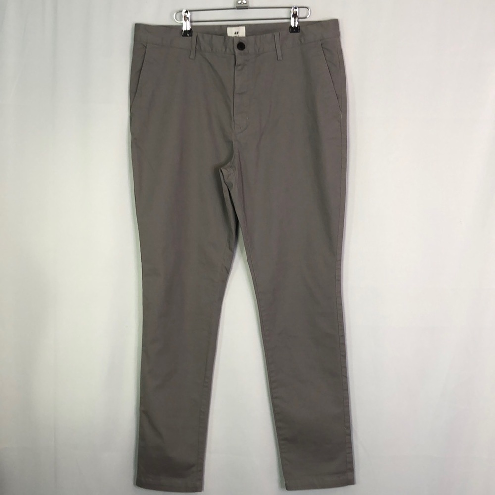 H&M Mens Skinny Fit Gray Chinos Pants Size 31